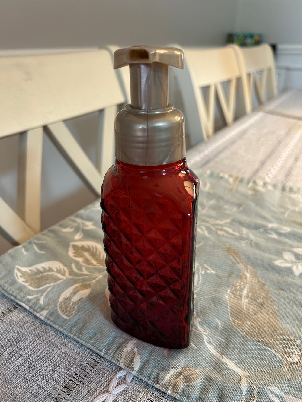 Bath & Body Works Red Textured Soap Dispenser with Champagne Pump